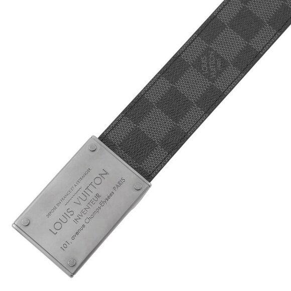 LOUIS VUITTON Belt Neo Inventour Size 90 Damier Graphite/Damier Infini Leath - Picture 4 of 15
